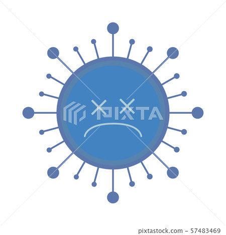 Illustration of blue cute bacterium with weak expression Illustration of blue cute bacterium with weak expression 57483469