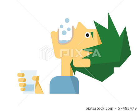 一個人的逗人喜愛和簡單的例證漱口 57483479