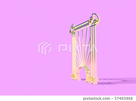 Art deco or modern abstract golden gate with vintage 1920 style. 3D illustration 57483988