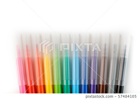 Multi-colored felt-tip pens, markers on a white isolated background Multi-colored felt-tip pens, markers on a white isolated background 57484105