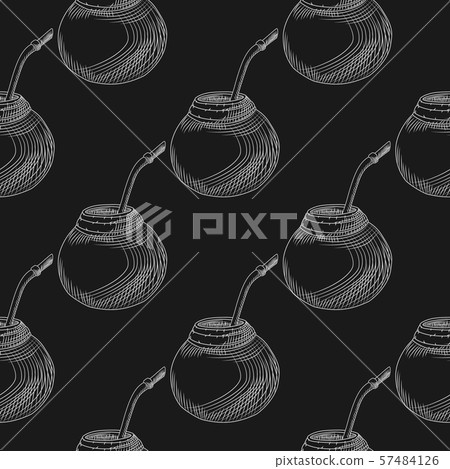 Calabash for yerba mate drink seamless pattern. 57484126