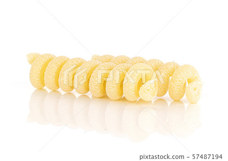 Raw pasta fusilli bucati isolated on white Raw pasta fusilli bucati isolated on white 57487194