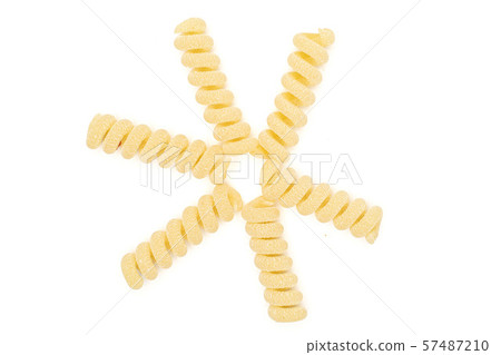 Raw pasta fusilli bucati isolated on white Raw pasta fusilli bucati isolated on white 57487210