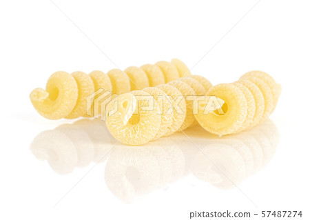 Raw pasta fusilli bucati isolated on white 57487274