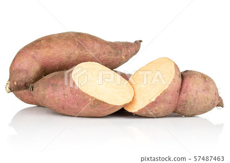 Fresh sweet potato isolated on white Fresh sweet potato isolated on white 57487463
