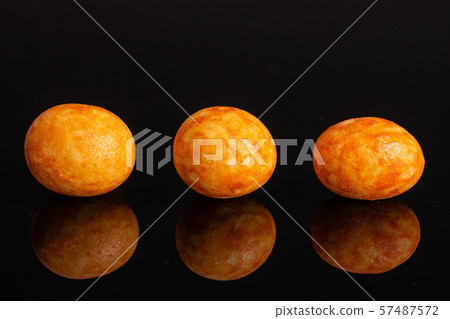 Japan assortment snacks isolated on black glass Japan assortment snacks isolated on black glass 57487572