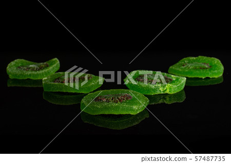Sweet candied kiwifruit isolated on black glass 57487735