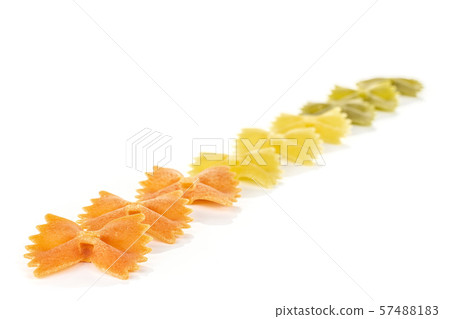 Raw farfalle tricolore isolated on white Raw farfalle tricolore isolated on white 57488183