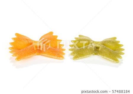 Raw farfalle tricolore isolated on white Raw farfalle tricolore isolated on white 57488184