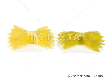 Raw farfalle tricolore isolated on white Raw farfalle tricolore isolated on white 57488185