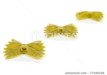 Raw farfalle tricolore isolated on white Raw farfalle tricolore isolated on white 57488266