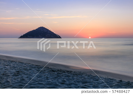 Paradise beach at sunrise. Greece 57488427