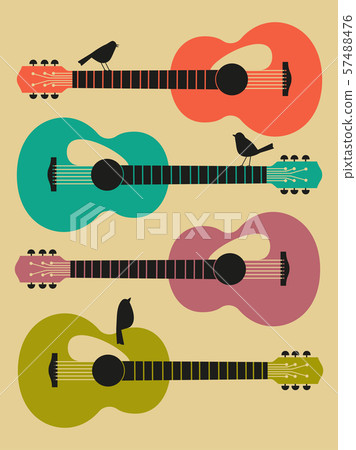 Acoustic guitar hand drawn flat retro color musical vector Acoustic guitar hand drawn flat retro color musical vector 57488476