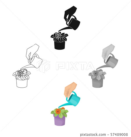 Watering the houseplant in a pot. Home Flower single icon in cartoon,black style vector symbol stock 57489008