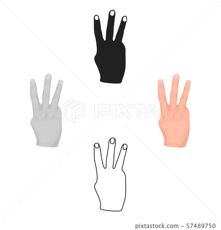Three fingers icon in cartoon,black style isolated on white background. Hand gestures symbol stock Three fingers icon in cartoon,black style isolated on white background. Hand gestures symbol stock 57489750
