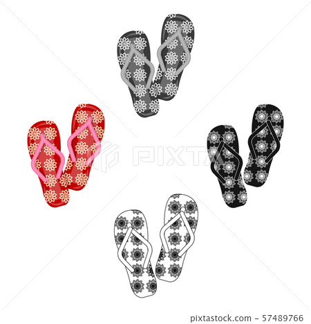 Summer rubber flip flops.Flip flops single icon in cartoon,black style vector symbol stock Summer rubber flip flops.Flip flops single icon in cartoon,black style vector symbol stock 57489766
