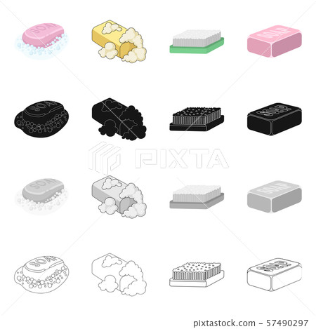 Isolated object of soap and bathroom symbol. Collection of soap and packaging stock vector 57490297