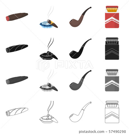 Vector illustration of smoke and no logo. Set of smoke and stop stock vector illustration. 57490298