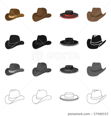 Isolated object of hat and cap logo. Collection of hat and model vector icon for stock. Isolated object of hat and cap logo. Collection of hat and model vector icon for stock. 57490337