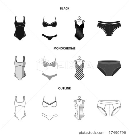 Isolated object of bikini and fashion sign. Set of bikini and swimsuit vector icon for stock. Isolated object of bikini and fashion sign. Set of bikini and swimsuit vector icon for stock. 57490796
