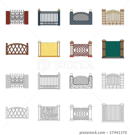Vector design of gate and fence icon. Collection of gate and wall stock symbol for web. 57491370