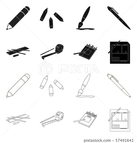 Isolated object of pencil and sharpen logo. Collection of pencil and color stock vector illustration 57491641