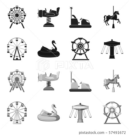 Vector illustration of fun and horse symbol. Set of fun and circus stock symbol for web. 57491672