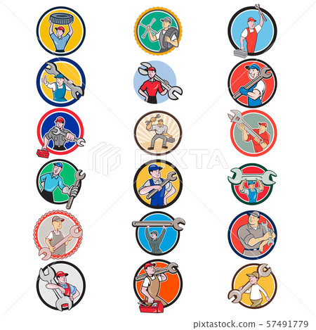 Mechanic Icon Circle Set 57491779