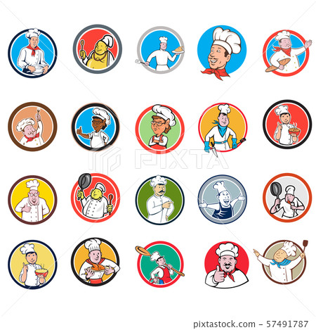 Chef Baker Cook Circle Cartoon Set Chef Baker Cook Circle Cartoon Set 57491787