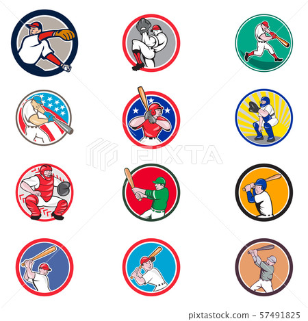 Cartoon Baseball Icon Collection Cartoon Baseball Icon Collection 57491825
