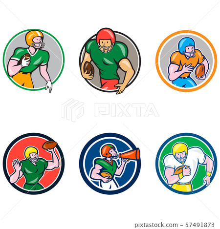 American Football Player Circle Cartoon Collection American Football Player Circle Cartoon Collection 57491873