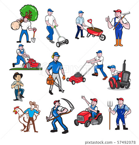 Agricultural Worker Mascot Cartoon Set 57492078