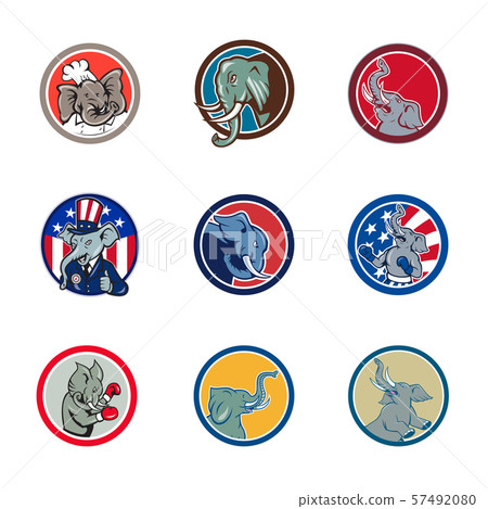 Elephant Head Mascot Circle 57492080