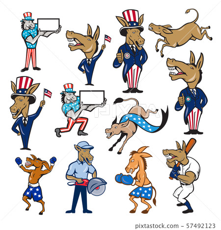Donkey Mascot Cartoon Set Donkey Mascot Cartoon Set 57492123