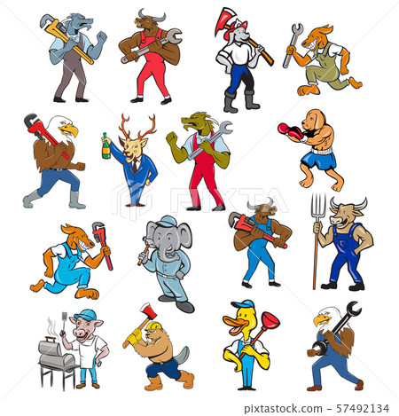 Animal Worker Tradesman Mascot Set 57492134