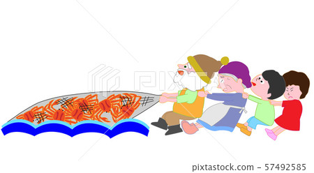 Children helping anglers and fishermen work Children helping anglers and fishermen work 57492585