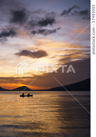 Lake Shikotsu morning glow canoe Lake Shikotsu morning glow canoe 57493085