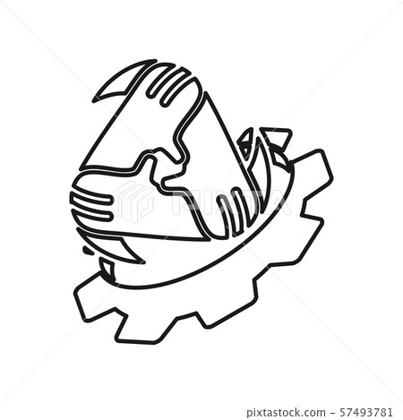triangle hand gear Commitment Teamwork Together 57493781