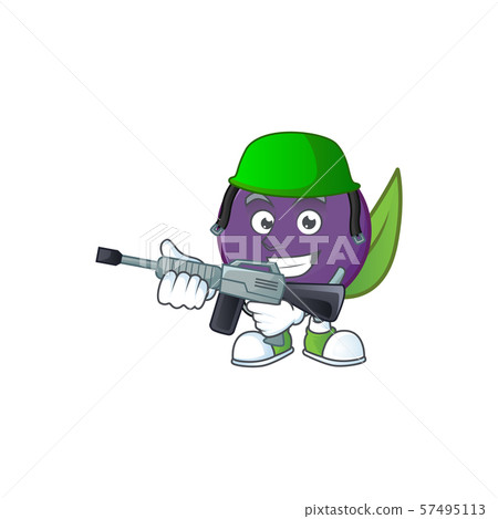 Army acai berries cartoon on white background Army acai berries cartoon on white background 57495113