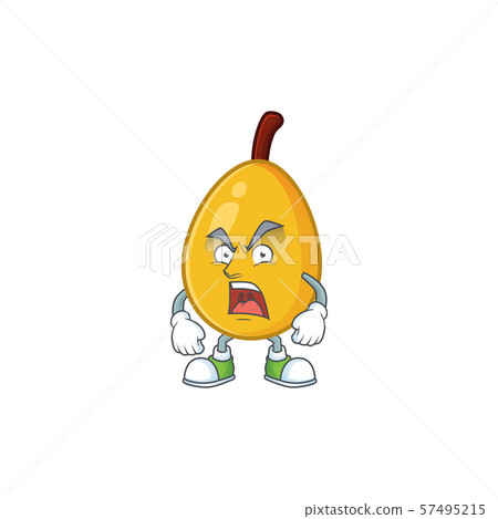 Angry loquat cartoon mascot for diet food. 57495215