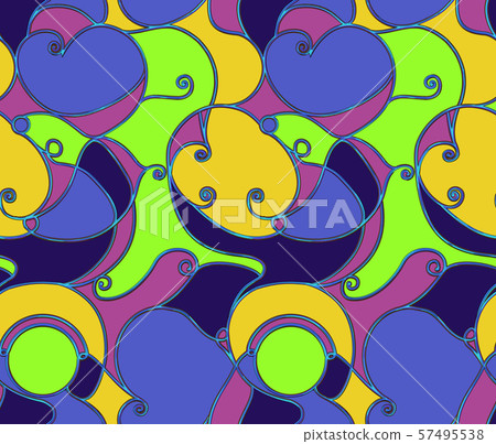 Abstract Colorful Hand Sketched Swirls Pattern - Stock Illustration ...