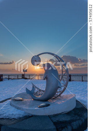 Sunset of Noshappu cape View of Hokkaido 57495612