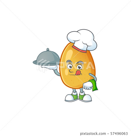 Chef with food ripe fragrant pear fruit cartoon character Chef with food ripe fragrant pear fruit cartoon character 57496063