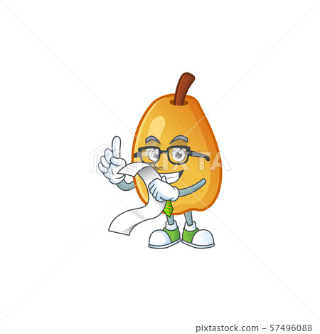 With menu ripe fragrant pear fruit cartoon character 57496088