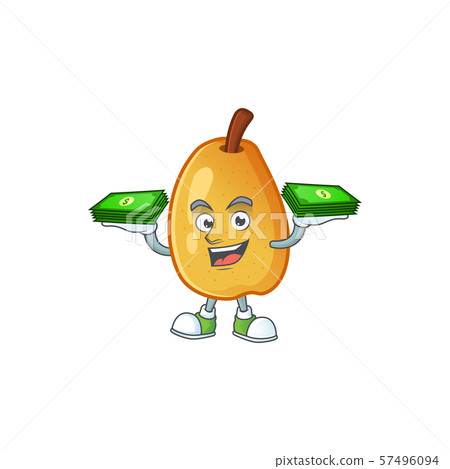 With money bag ripe fragrant pear fruit cartoon character With money bag ripe fragrant pear fruit cartoon character 57496094