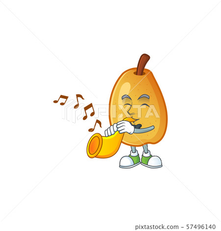 With trumpet ripe fragrant pear fruit cartoon character With trumpet ripe fragrant pear fruit cartoon character 57496140