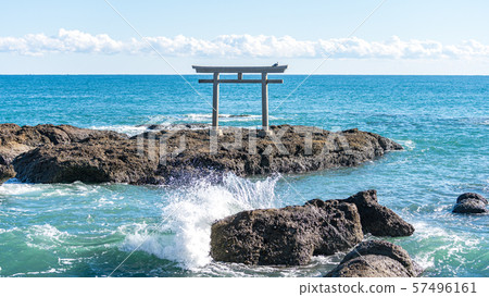 茨城縣大鳥海灘Torii Shrine Sea Torii 茨城縣大鳥海灘Torii Shrine Sea Torii 57496161