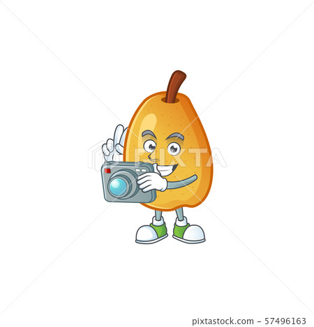 Photographer ripe fragrant pear fruit cartoon character Photographer ripe fragrant pear fruit cartoon character 57496163