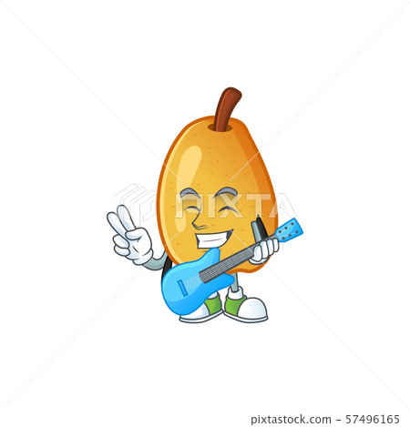 With guitar ripe fragrant pear fruit cartoon character With guitar ripe fragrant pear fruit cartoon character 57496165