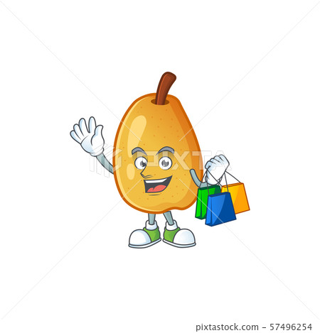 Shopping sweet fragrant pear cartoon on white background Shopping sweet fragrant pear cartoon on white background 57496254